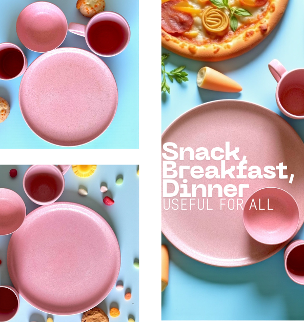 Pello 12 Piece Dinner Set | Glacier Blue and Chroma Pink