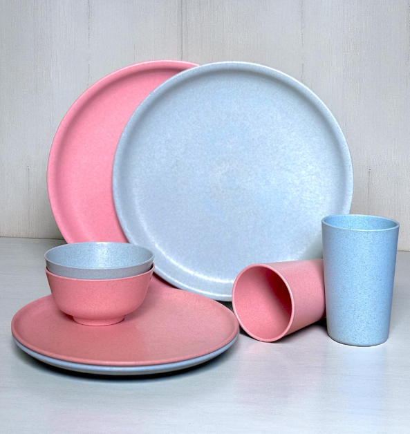 Pello 8 Piece Dinner Set | Glacier Blue and Chroma Pink