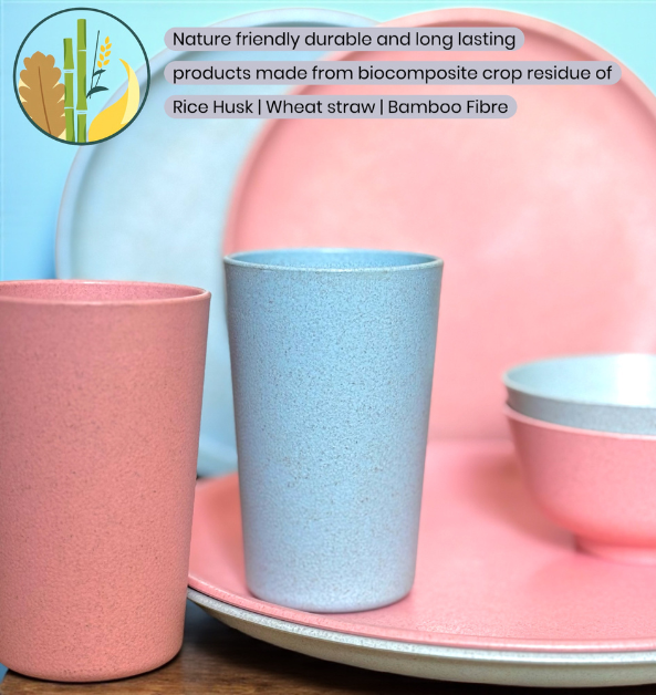 Pello 8 Piece Dinner Set | Glacier Blue and Chroma Pink